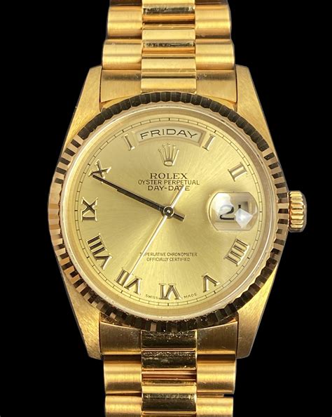 gold 18k gold rolex oyster perpetual day-date cl5 722220|Rolex Oyster Perpetual value.